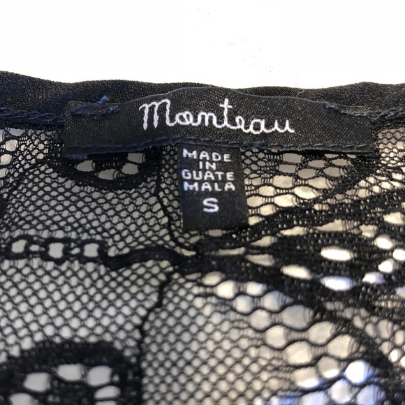 Flowy tank w/ black/tan stripe & black-lace panel - Picture 5 of 5